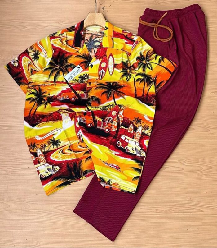 Men Vintage Outfit (yellow+maron)