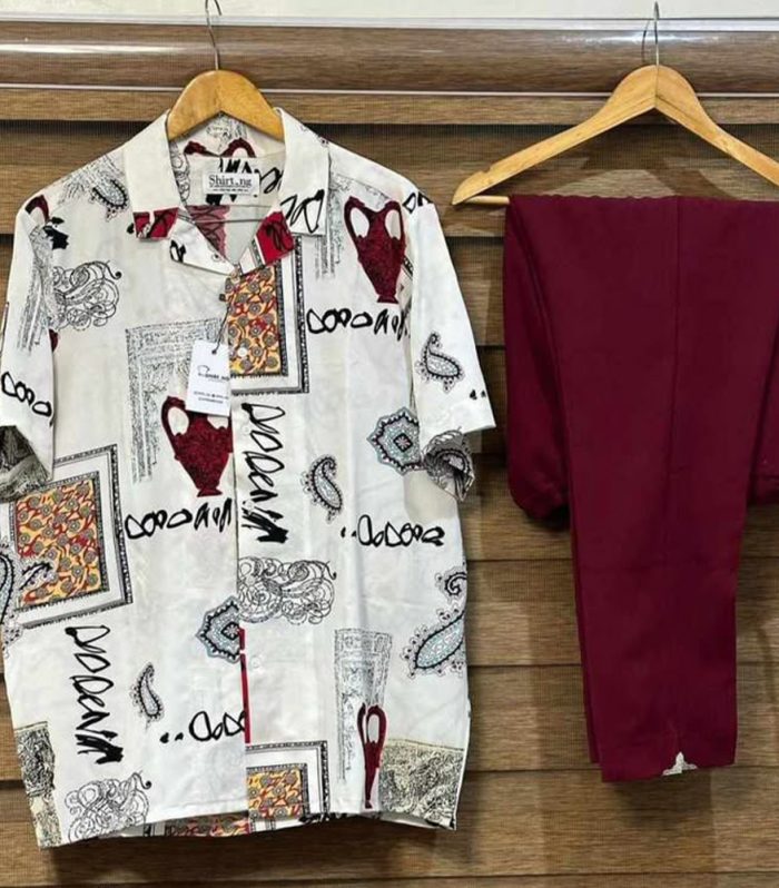 Men Vintage Outfit (white+maron)