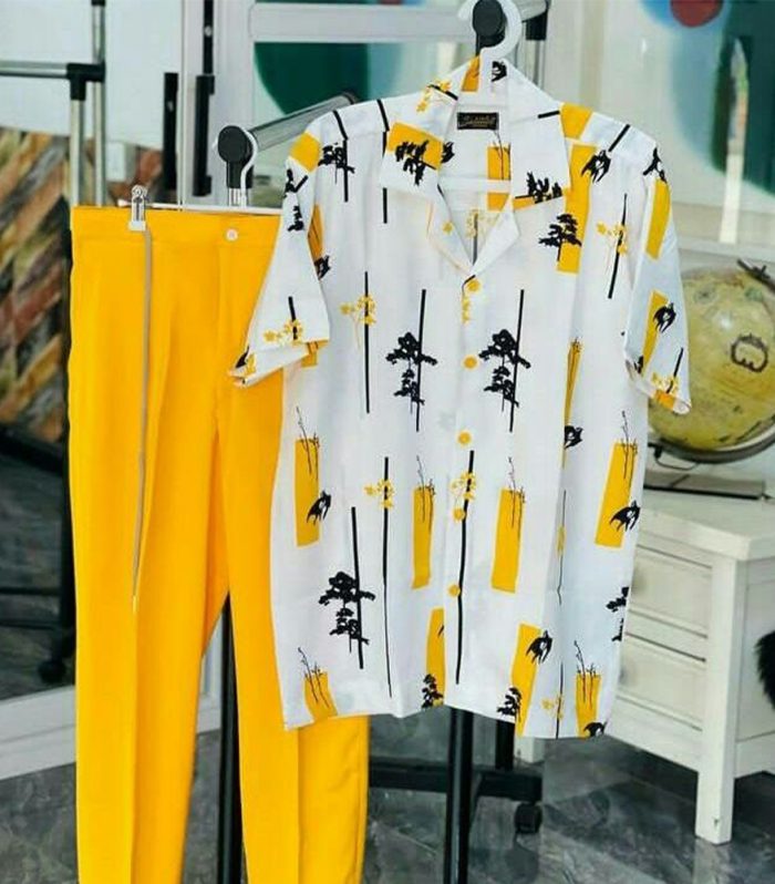 Men Vintage Outfit (yellow+white)